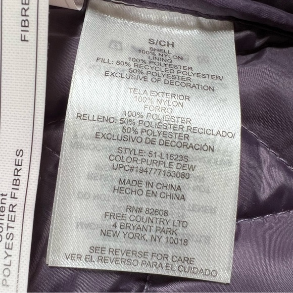 Lightweight Puffer Vest Quilted Purple NWT Zip Up Repreve Free Country Women's S - Picture 13 of 14